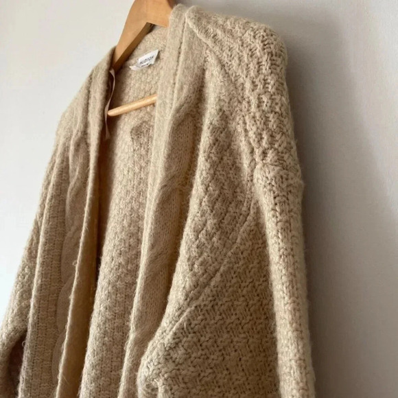 Hudson North Open Front Cable Knit Cardigan Oat Beige Size Small - Picture 6 of 9